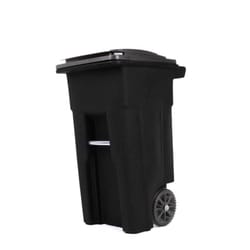 Suncast Trash Hideaway 39 Gallon Outdoor Trash Can Patio or Deck Waste Bin  with Latching Lid, Liquid Tray, Handles, and Trash Bag Holder, Peppercorn