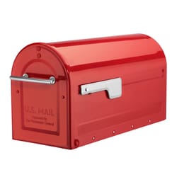 Architectural Mailboxes Boulder Modern Galvanized Steel Post Mount Red Mailbox