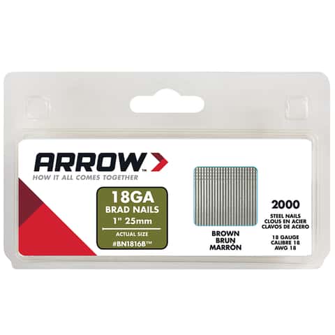 Arrow BN18 18 Ga. X 1 in. L Galvanized Steel Brad Nails 2000 pk 0.95 lb Arrow BN18 18 Ga. X 1 in. L Galvanized Steel Brad Nails 2000 pk 0.95 lb
