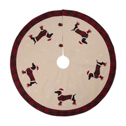 Glitzhome Multicolored Dachshund Christmas Tree Skirt 0.25 in.