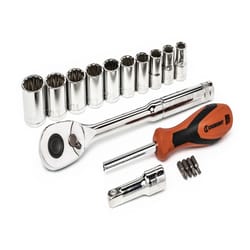 Crescent Assorted Sizes X 1/2 in. drive SAE 12 Point Teardrop Socket Wrench Set 17 pc