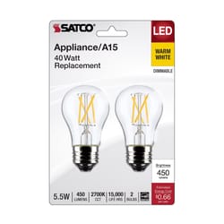 Satco A15 E26 (Medium) Filament LED Bulb Warm White 40 Watt Equivalence 2 pk