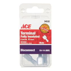 Ace Insulated Wire Male Disconnect Blue 6 pk