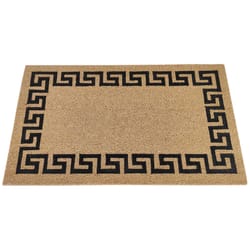 First Concept 18 in. W X 30 in. L Black/Brown Greek Key Border Coir Door Mat