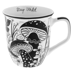 Karma 14 oz Black/White Ceramic Mushroom Mug 4 in. D 1 pk