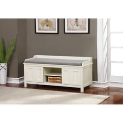 Linon Home Decor White Fabric Bench