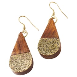 Matr Boomie Womens Earth and Fire Teardrop Brown/Gold Earrings