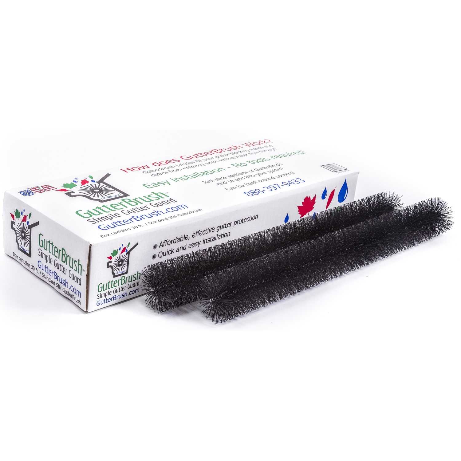 GutterBrush 4.3 in. W x 3 ft. L Black Polypropylene/Steel Gutter Guard