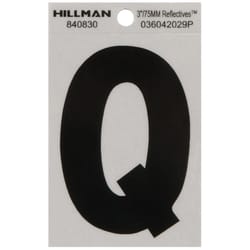 Hillman 3 in. Reflective Black Vinyl Self-Adhesive Letter Q 1 pc