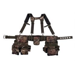 Bucket Boss Mossy Oak 28 pocket Polyester Tool Belt with Suspenders Camouflage 52 in.