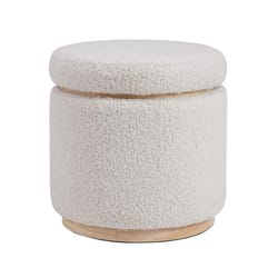 Linon Home Decor Stella White Sherpa Fabric Modern Ottoman 1 pk