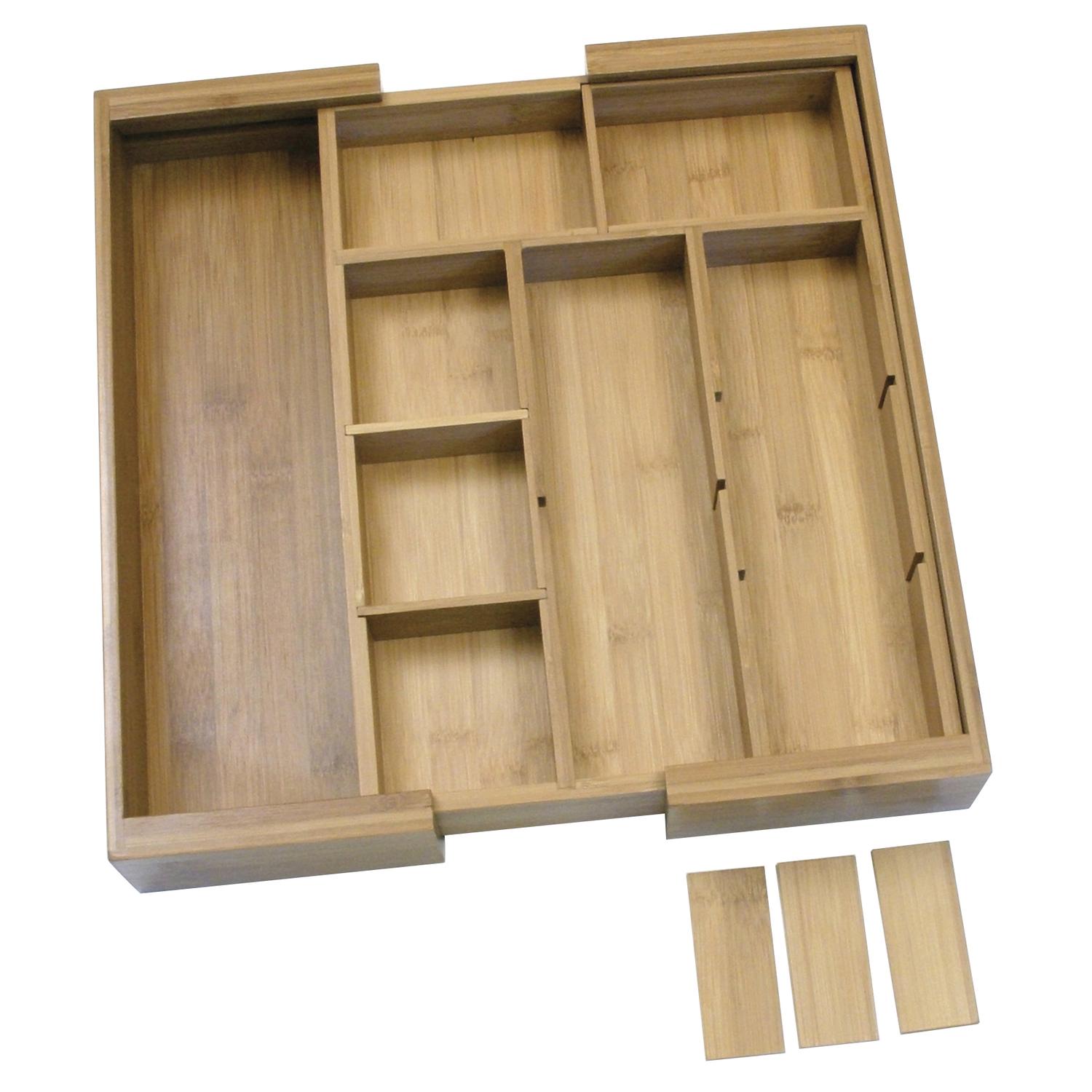 Lipper International 2.63 in. H X 11 in. W X 15 in. D Bamboo Adjustable Storage Tray Organizer - Thumbnail 2