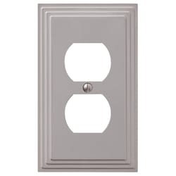 Amerelle Steps Satin Nickel Gray 2 gang Zinc Duplex Wall Plate 1 pk