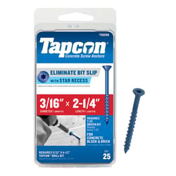 Tapcon 3/16 in. in. X 2-1/4 in. L Star Flat Head High/Low Concrete Screws