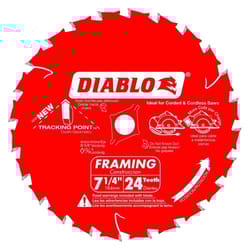 Diablo Tracking Point 7-1/4 in. D X 5/8 in. TiCo Hi-Density Carbide Framing Saw Blade 24 teeth 3 pk