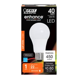 Feit Enhance A19 E26 (Medium) LED Bulb Soft White 40 Watt Equivalence 1 pk