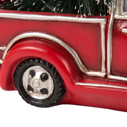 Glitzhome Green/Red Truck with Lighted Tree Table Decor 5.91 in.