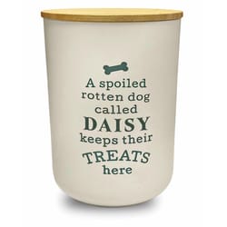 Dog Accessories White Daisy Melamine Treat Canister For Dogs