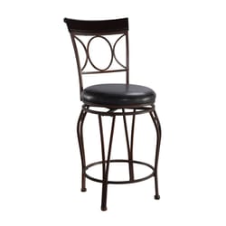 Linon Home Decor Black Polyurethane Swivel Barstool 24 in.