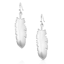 Montana Silversmiths Women's Shimmering Feather Silver Earrings Brass Water Resistant