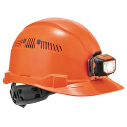 Ergodyne Skullerz 4-Point Ratchet Hard Hat Cap with LED Light Orange Vented