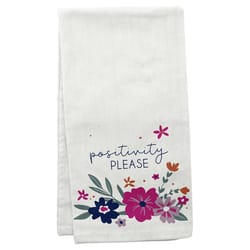 Karma Flora White Cotton Positivity Please Tea Towel 1 pk