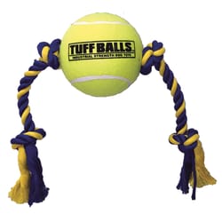 Petsport Tuff Ball Green Polyster/Rubber Mega Tug Rope Rope with Tennis Ball Dog Toy Large 1 pk