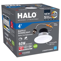 Halo White 3.8 in. W Plastic LED Dimmable Recessed Downlight 60 W