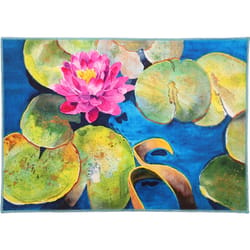 Olivia's Home 22 in. W X 32 in. L Multi-Color Pink Budding Lily Pad Polyester Accent Rug