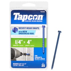 Tapcon 1/4 in. in. X 4 in. L Slotted Hex Washer Head High/Low Concrete Screws