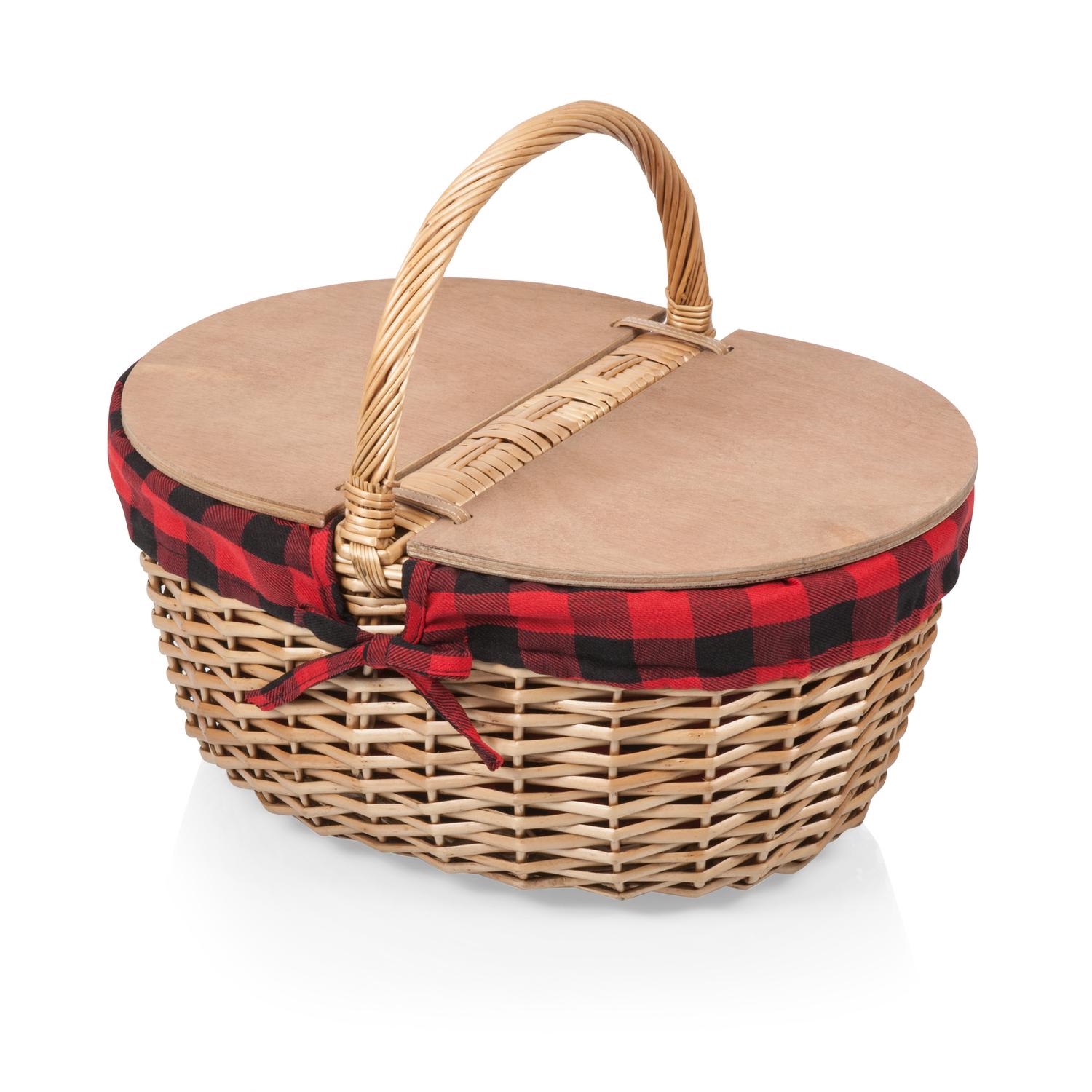 Picnic Time Black/Red Wicker Picnic Basket Sansujyuku sansujyuku.com