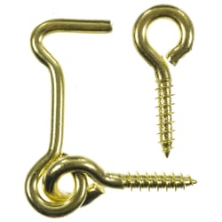 Ace Small Polished Brass Green Brass 1.5 in. L Hook and Eye 2 pk