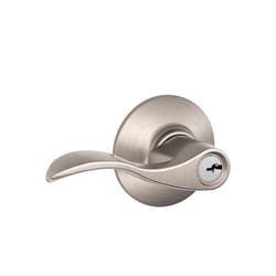 Schlage F Series Accent Satin Nickel Keyed Entry Lever 1.75 in.