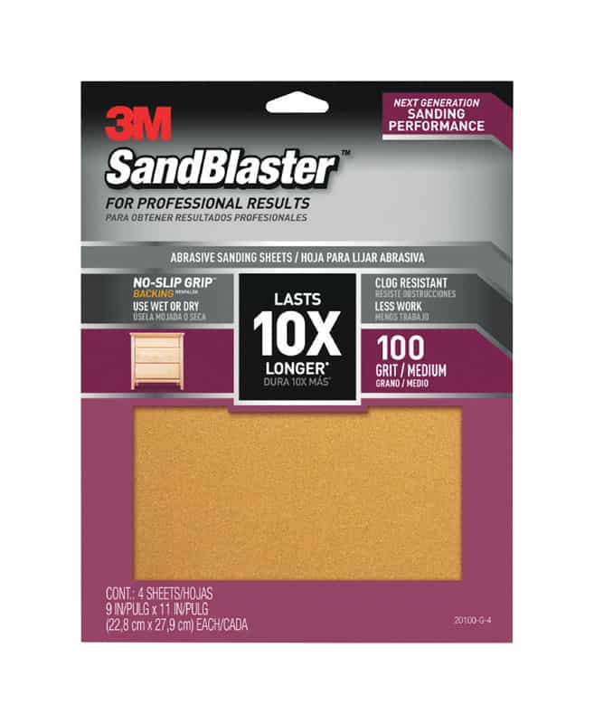 3M SandBlaster 11 in. L x 9 in. W 100 Grit Medium Ceramic Sandpaper 4