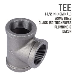 STZ Industries 1-1/2 in. FIP each X 1-1/2 in. D FIP 1-1/2 in. D FIP Black Malleable Iron Tee