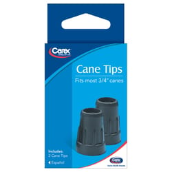 Carex Health Brands Black Walking Cane Tips Rubber/Stainless Steel