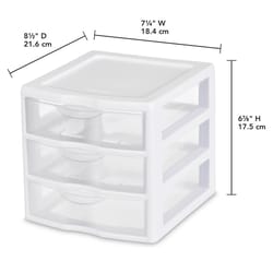 Sterilite 1.6 cu ft Clear/White Drawer Organizer 6.875 in. H X 7.25 in. W X 8.5 in. D Stackable