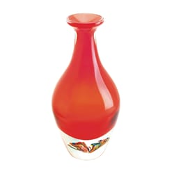 Accent Plus 13.25 in. H X 6.5 in. L Red Art Glass Decorative Vase