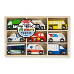 Melissa & Doug Wooden Town Vehicles Set Wood Assorted 9 pc