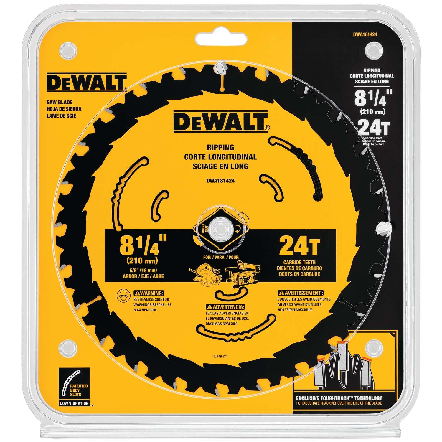 DeWalt 81/4 in. Dia. x 5/8 in. Tungsten Carbide Circular Saw Blade 24