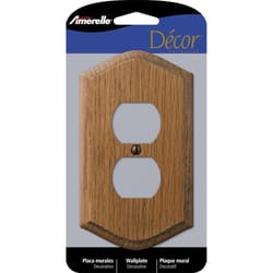 Amerelle Country Brown 1 gang Wood Duplex Wall Plate 1 pk