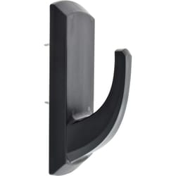 HILLMAN 3.5 in. L Black Plastic Rectangular Decorative Hooks 20 lb. cap. 2 pk