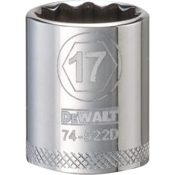 DeWalt 17 mm X 3/8 in. drive Metric 12 Point Socket