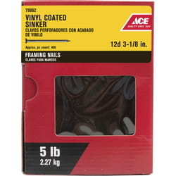 Ace 12D 3-1/8 in. Sinker Vinyl Steel Nail Checkered Head 5 lb
