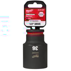 Milwaukee Shockwave 36 mm X 1/2 in. drive Metric/SAE 6 Point Deep Impact Socket 1 pc