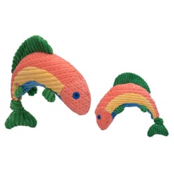 HuggleHounds Knottie Multicolored Plush Rauccous Rainbow Trout Dog Toy Small 1