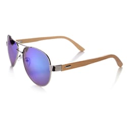 Mad Man Unisex Chrome/Tan Frame Blue Lens Sunglasses