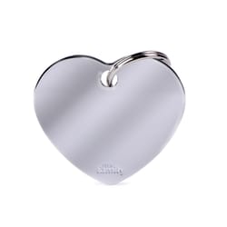 MyFamily Basic Chrome Heart Aluminum Dog Pet Tags Large