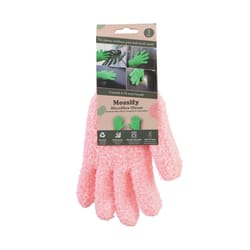 Mossify One Size Fits All Microfiber Leaf Shining Pink Gardening Gloves