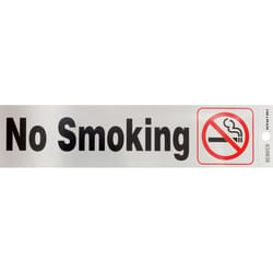 Hillman English Silver No Smoking Decal 2 in. H X 8 in. W